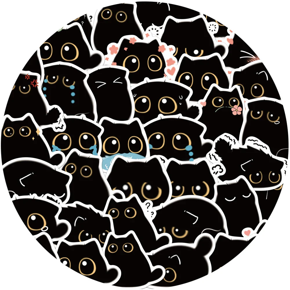 40PCS Cute Little Black Briquette Cat Stickers Waterproof Cartoon Decoration Laptop Cup Phone Suitcase Kids Gift Toy Decal (ONLINE ORDER ONLY)