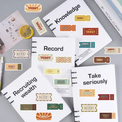 50pcs Vintage Ticket Stubs Stickers Seals for Water Bottles Laptops Skateboards Waterproof Durable Sticker for Teens and Adults (ONLINE ORDER ONLY)