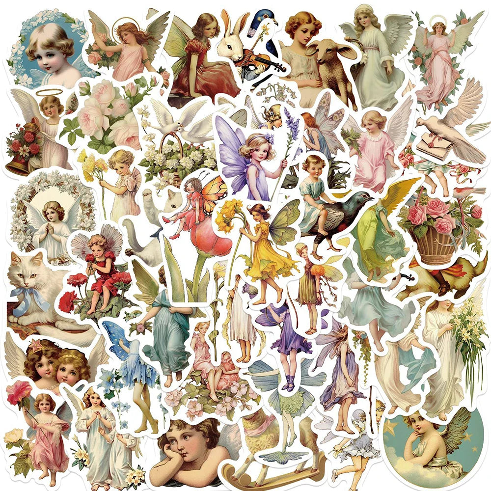 10/30/50PCS Oil Painting Elf Fairytale Cute Angel Stickers Decoration Skateboard Laptop Bike Suitcase Wall Decals Cartoon Toys (ONLINE ORDER ONLY)