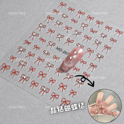 Gold Silver White Black Pink Blue Bowknot Ribbon Flat 3D Line Gird Strap Tie Elegant Charming Nail Art Stickers Manicure Decals (ONLINE ORDER ONLY)