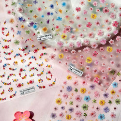 Colorful Dried Flowers Wreath Floral Plant Petal Bud Garden Charming 5D Reliefs Self Adhesive Nail Art Stickers Manicure Decals (Online Order Only)