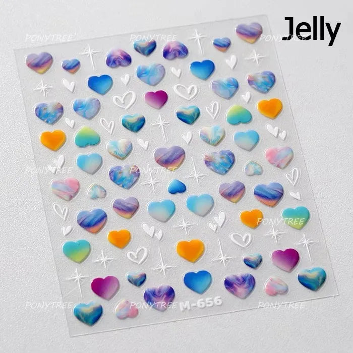 Colourful Graffiti Round Dot Line Water Droplet Cute Comma Geometric Jelly 5D Self Adhesive Nail Art Stickers Manicure Decals (Online Order Only)