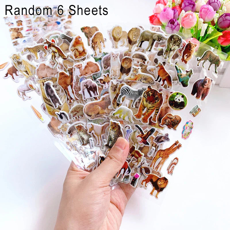 Kids Puffy Stickers Wild Animals Cats Dogs Rewards School Teacher Toys (Online Order Only)
