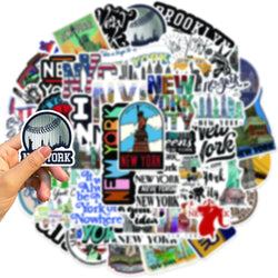 50Pcs New York Stickers America Kawaii Cartoon Decal For Skateboard Bicycle Guitar Laptop Kids Waterproof Stiker Toys (ONLINE ORDER ONLY)