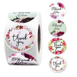 500pcs/roll Thank You Stickers Flower Pattern Party Wedding Decoration Gift Envelope Seal Labels Scrapbooking Stickers (ONLINE ORDER ONLY)
