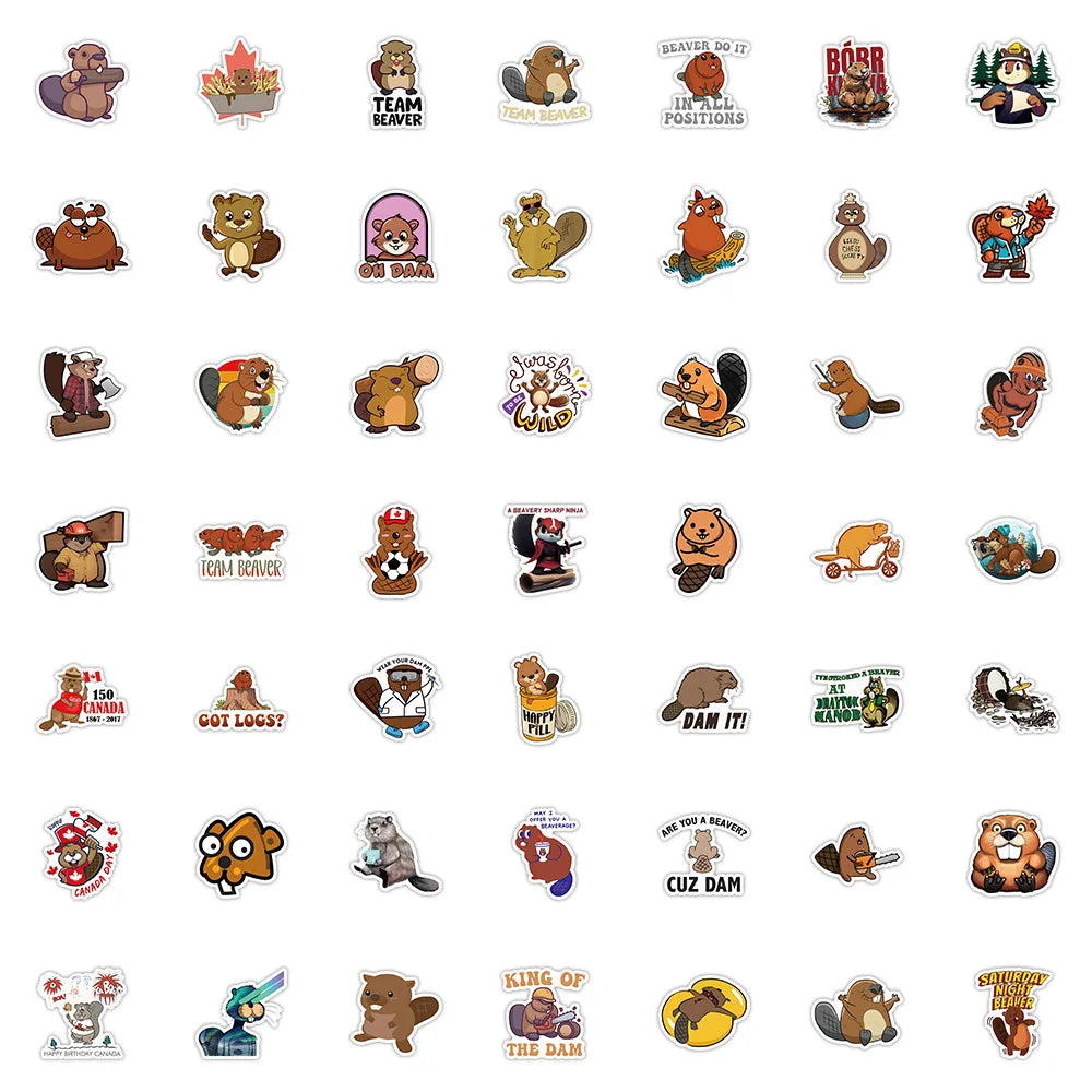 10/30/50PCS Cute Eurasian Beaver Stickers Cartoon Animal Decals Toys For Kids DIY Skateboard Car Laptop Luggage Bike Wall Decals (Online Order Only)