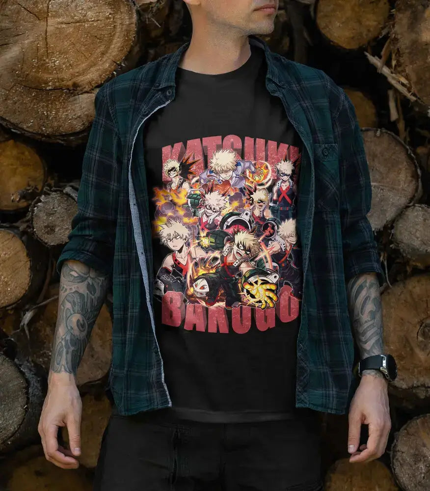 Katsuki Bakugo T-Shirt: MHA Manga Hero Anime Gift (ONLINE ORDER ONLY)
