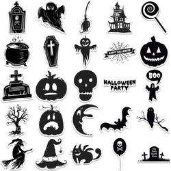 10/30/50PCS Horror Halloween Black Stickers Cute Ghost Decals DIY Wall Motorcycle Fridge Skateboard Phone Cartoon Sticker Toys (Online Order Only)