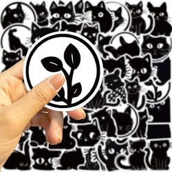 10/30/50PCS Black Cartoon Cat Sticker Kids Toys Waterproof Skateboard Fridge Bike Skateboard Phone Laptop DIY Decorative Decals (ONLINE ORDER ONLY)