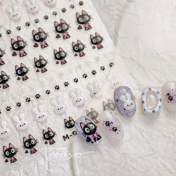 Black Cat Kitten Rabbit Cat's Paw Bowknot Tie Bunny Animals Love Heart Jelly Adhesive Nail Art Stickers Manicure Decal Wholesale (ONLINE ORDER ONLY)