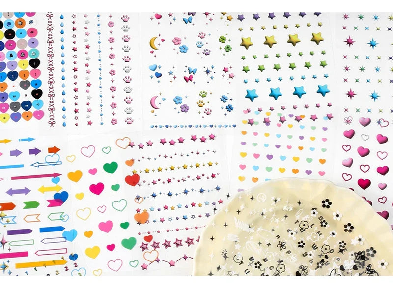 20Pages/piece Korean Ins Starlight Dot Series Decorative Stickers Phone Case Laptop DIY Idol Photocard Kawaii Journal Sticker (Online Order Only)