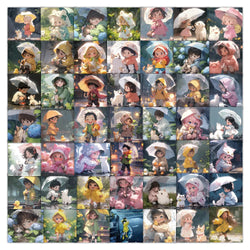 Creative Cartoon Boy & Girl Umbrella Stickers - 10/30/50pcs for Scrapbook, Laptop, Phone Decoration (Online Order Only)