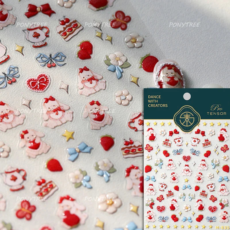 Pretty White Butterfly Flower Wreath Love Heart Crown Corsage Corolla Garland Delicate Adhesive Nail Art Sticker Manicure Decals (ONLINE ORDER ONLY)