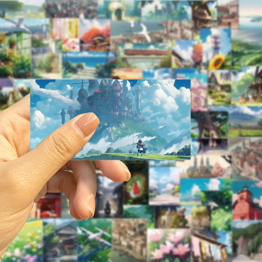 10/30/60PCS Cartoon Anime Landscape Stickers Aesthetic Decoration DIY Waterproof Motorcycle Phone Travel Bike Toys Kids Sticker (ONLINE ORDER ONLY)