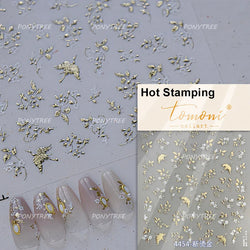 Wet Garden White Flower Leaves Elegant Beautiful Petal Delicate 5D 3D Charming Spring Adhesive Nail Art Stickers Manicure Decals (ONLINE ORDER ONLY)