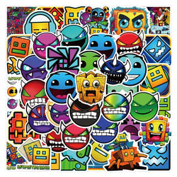 50pcs Geometry Dash Stickers for Laptop, Phone, Scooter, Suitcase, Water Bottle, Refrigerator (Online Order Only)