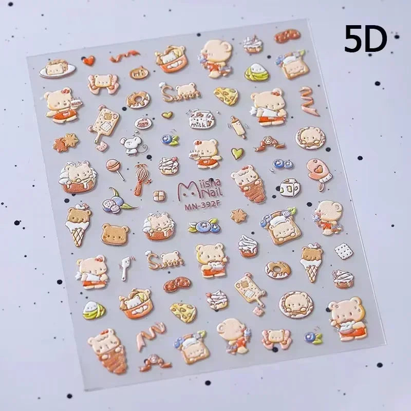 Lovely Dog Puppy Dream Heart Flower Star Pizza Food Sugar Skewers Strawberry Desserts Adhesive Nail Art Stickers Manicure Decals (Online Order Only)