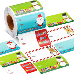 500pcs/roll Christmas Stickers Scrapbooking Photo Album Embellishments Christmas Decoration Gift Series Rectangle Sealing label (Online Order Only)