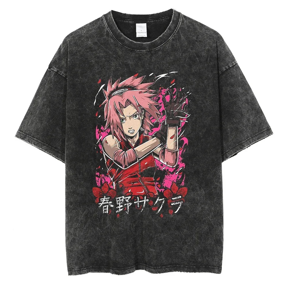 Naruto Rock Lee Streetwear T Shirt Vintage Washed Black (ONLINE ORDER ONLY)