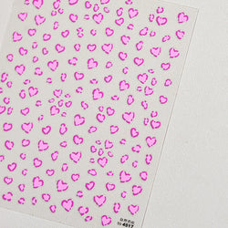 Flat Small Pink Brown Halo Dyeing Love Heart Geometric Leopard Shiny Jelly Chic Embossed Relief Nail Art Stickers Manicure Decal (Online Order Only)
