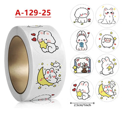 100-500Pcs 2.5cm Korean Cute Animal Stickers Roll for Envelope Praise Reward Student Kid Work Label Kawaii Stationery Seal Lable (Online Order Only)