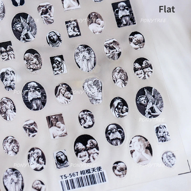 White Black Wings Feather Angel Demon Devil Dreamy Hot Stamping English Letter Adhesive Nail Art Stickers Manicure Tool Decals (Online Order Only)