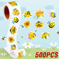 100-500pcs Little Bee Sticker Teacher Reward Stickers Cute Animal Stickers School Supplies Incentives Stationery Sticker (Online Order Only)