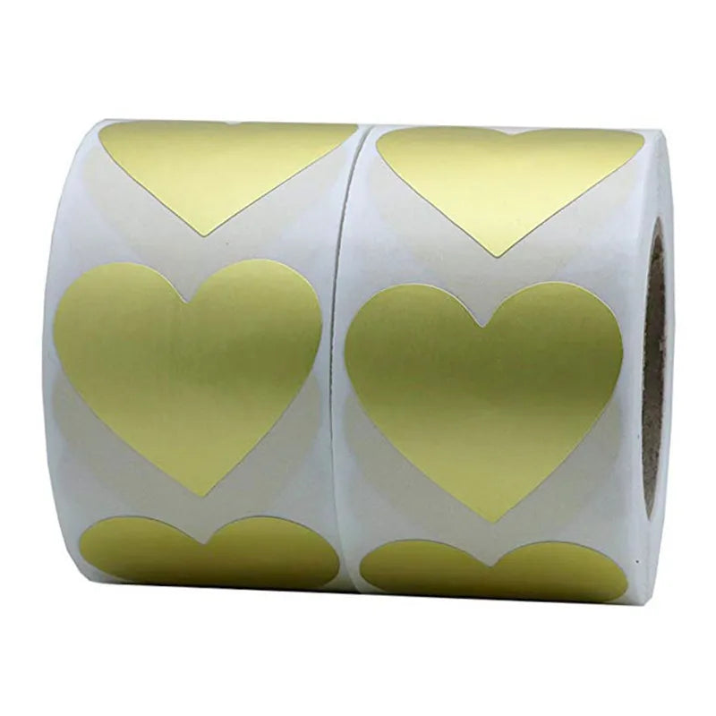 100-500pcs Seal Labels Stickers Heart Shape Of Gold Stickers Scrapbooking For Package And Wedding Decoration Stationery Sticker (ONLINE ORDER ONLY)