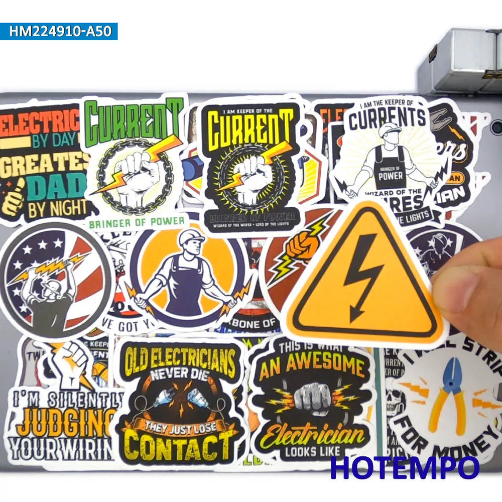 20/30/50Pieces Electric Worker Decals Safety Warning Danger Caution Retro Stickers for Helmets Car Luggage Phone Laptop Sticker (Online Order Only)