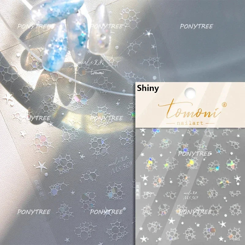 Halo Dyeing Ocean Shell Conch Starfish Pearl Love Heart Bowknot Jellyfish Adhesive Nail Art Stickers Manicure Decals Wholesale (ONLINE ORDER ONLY)