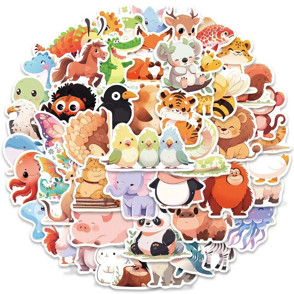 10/50PCS Cute Mixed Animal Stickers Phone Case Notebook Skateboard Laptop Water Bottle Cartoon Sticker Pack for Gift Toy (ONLINE ORDER ONLY)
