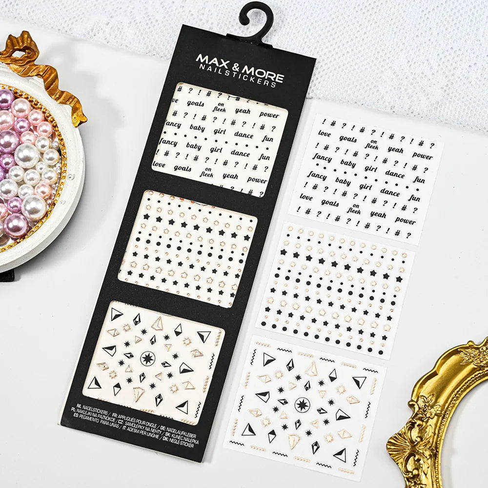 3D Gold Glitter Snowflake Nail Sticker Winter Reflective Elk Star Balloon Christmas Tree Foil Xmas New Year Decal Tips Decoratio (ONLINE ORDER ONLY)