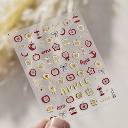 Shiny Attractive Apple Core Peel Cute Fruits Bowknot Tie Star Self Adhesive Nail Art Stickers Charming Rhinestone Manicure Decal (ONLINE ORDER ONLY)