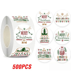 100-500pcs Merry Christmas Gift Box Decoration Seal Sticker Home Party Supplies Envelope Label Scrapbook Stickers (ONLINE ORDER ONLY)
