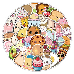 Kawaii Dessert Stickers 10/30/60PCS Cartoon Food DIY Laptop Phone Skateboard Kids Toys (ONLINE ORDER ONLY)