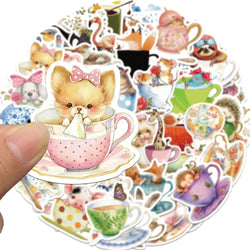 Cute Animal Stickers Pack - Kawaii Watercolor Cartoon Decals for Notebook, Phone, Bike, Suitcase, Laptop (Online Order Only)