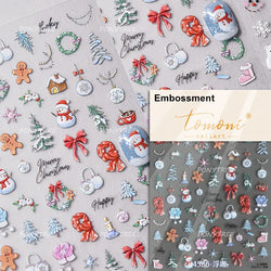 Cat Kitten Star Tree Bell Angel Bowknot Snowman Envelope Pinecone Bone Adhesive Nail Art Stickers Cup Rhinestone Manicure Decals (ONLINE ORDER ONLY)