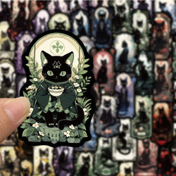 10/30/50pcs Gothic Dark Black Cat Moon Aesthetic Stickers Cool Goth Decals Skateboard Laptop Phone Car Decoration Sticker Toys (ONLINE ORDER ONLY)