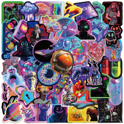 50pcs Cyberpunk Neon Graffiti Stickers for Car, Skateboard, Laptop, Phone, Motorcycle, Toy, Decal (Online Order Only)