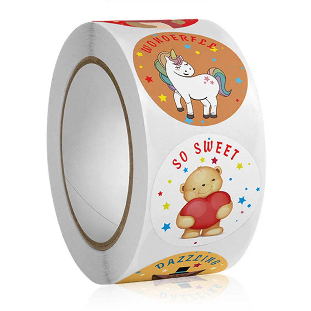 100-500pcs Animal Reward Stickers Adorable Round Kids Motivational Stickers Cartoon for Teacher Classroom Supplies (ONLINE ORDER ONLY)