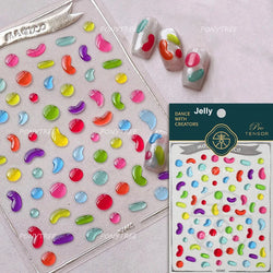 Colourful Graffiti Round Dot Line Water Droplet Cute Comma Geometric Jelly 5D Self Adhesive Nail Art Stickers Manicure Decals (Online Order Only)