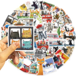50PCS Cat Meme Funny Animals Stickers Art Toy DIY Kids Notebook Luggage Motorcycle Laptop Refrigerator Decals Graffiti (Online Order Only)
