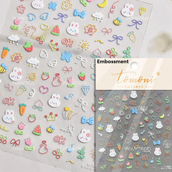 Pink Juicy Strawberry Fruit Cutting Line Ribbon Bowknot Star Happy Sweet Lovely Fruits Delicate Nail Art Stickers Manicure Decal (ONLINE ORDER ONLY)