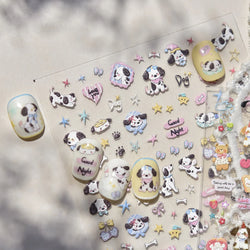 Cute Bear Star Dog Bowknot Love Heart Good Night Bone Bread Flower Self Adhesive Nail Art Decorations Stickers Manicure Decals (Online Order Only)