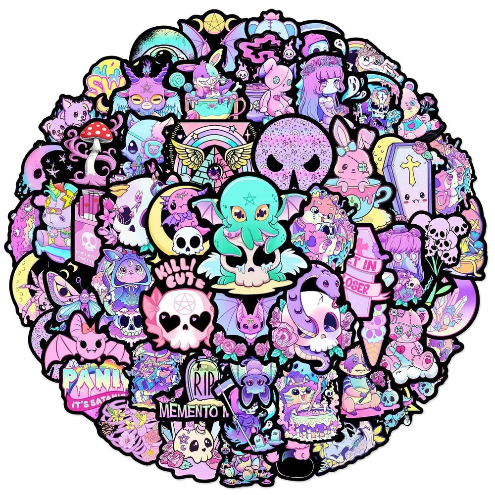 10/50pcs Cute Cartoon Gothic Horror Stickers Aesthetic Halloween Anime Graffiti Decals for Scrapbooking Luggage Laptop (Online Order Only)