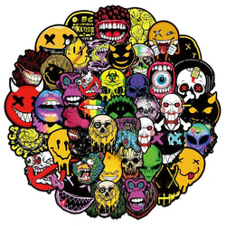 50Pcs Cool Horror Skull Stickers Waterproof for Phone Skateboard Guitar Laptop Car Motorcycle Helmet Decals Graffiti Toys (ONLINE ORDER ONLY)
