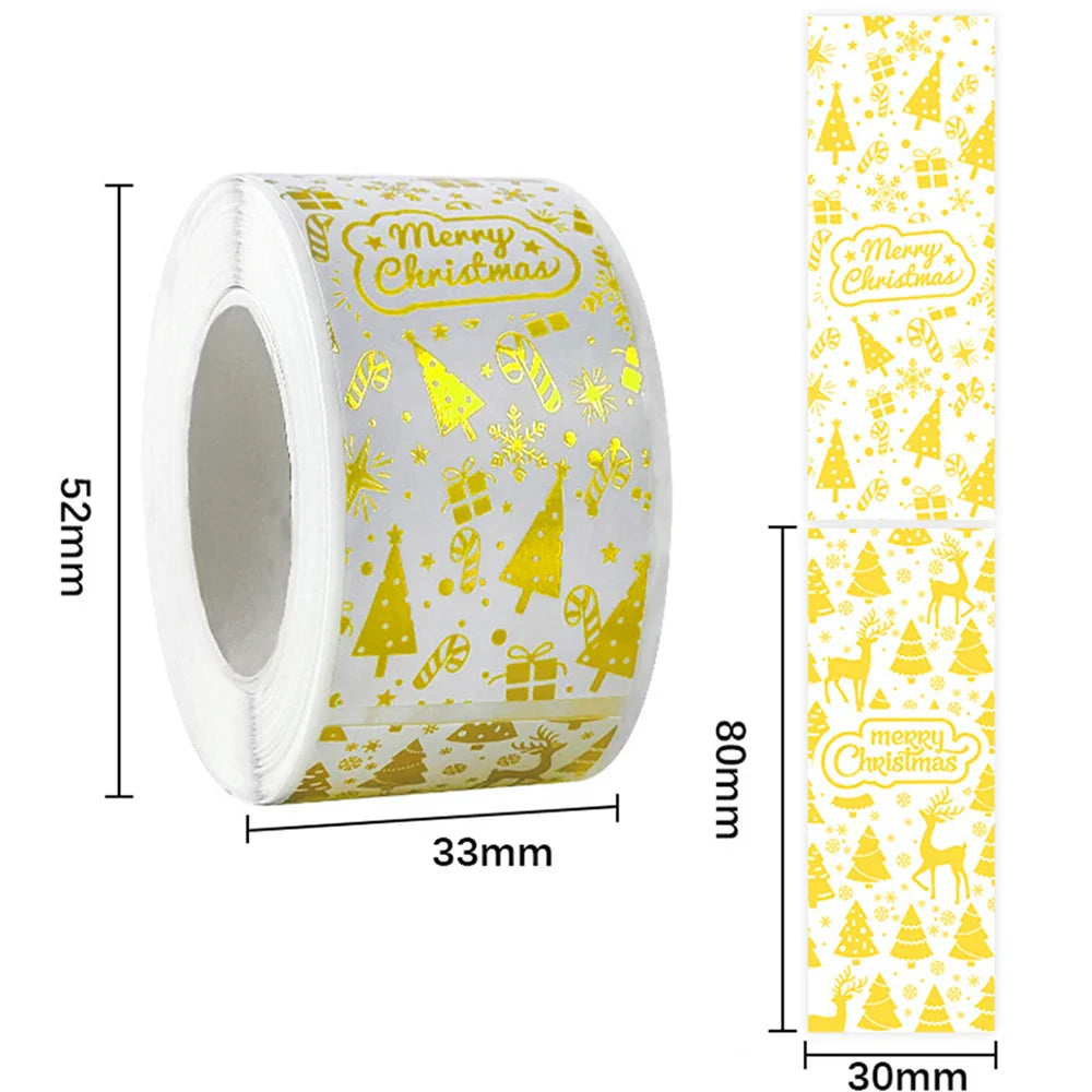 120PCS Merry Christmas Stickers Rectangle Holiday Decorative Presents Labels Decals Christmas For Business Package Gift Wrapping (Online Order Only)