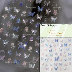 Charming Delicate Sapphire Color Blue Black Stroke Butterfly Jelly Relief Rhinestone Adhesive Nail Art Stickers Manicure Decals (Online Order Only)