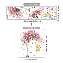 Pink Elf Tree Swing Wall Stickers Removable Decals for Bedroom Nursery Decor (Online Order Only)