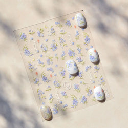 Vibrant and Lively Pullulate Purple Blue Snow Orchid Flower Garden Springtime Adhesive Nail Art Sticker Chic 3D Manicure Decals (Online Order Only)